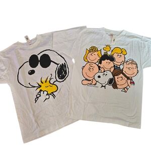 Peanuts Mens' White Snoopy & Friends Short Sleeve VINTAGE SINHLE STITCH Tees
